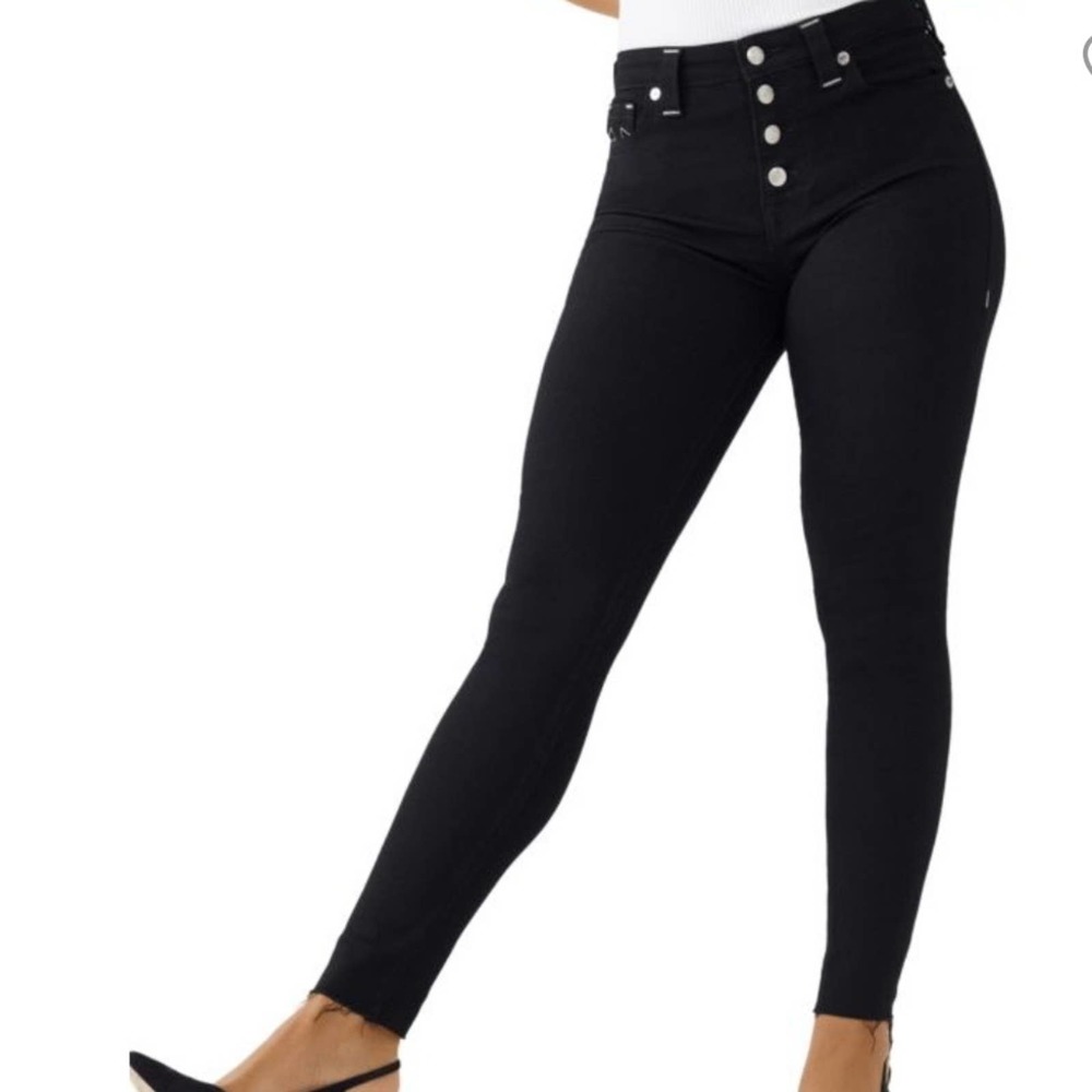 True Religion Jenny Curvy High Rise button fly skinny jeans black 33
